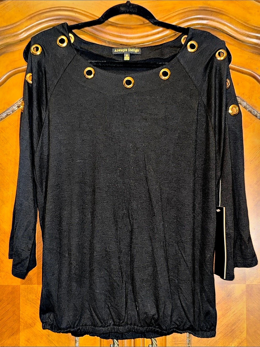 Always Riding Black Grommet Long Sleeve Tunic